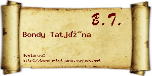Bondy Tatjána névjegykártya